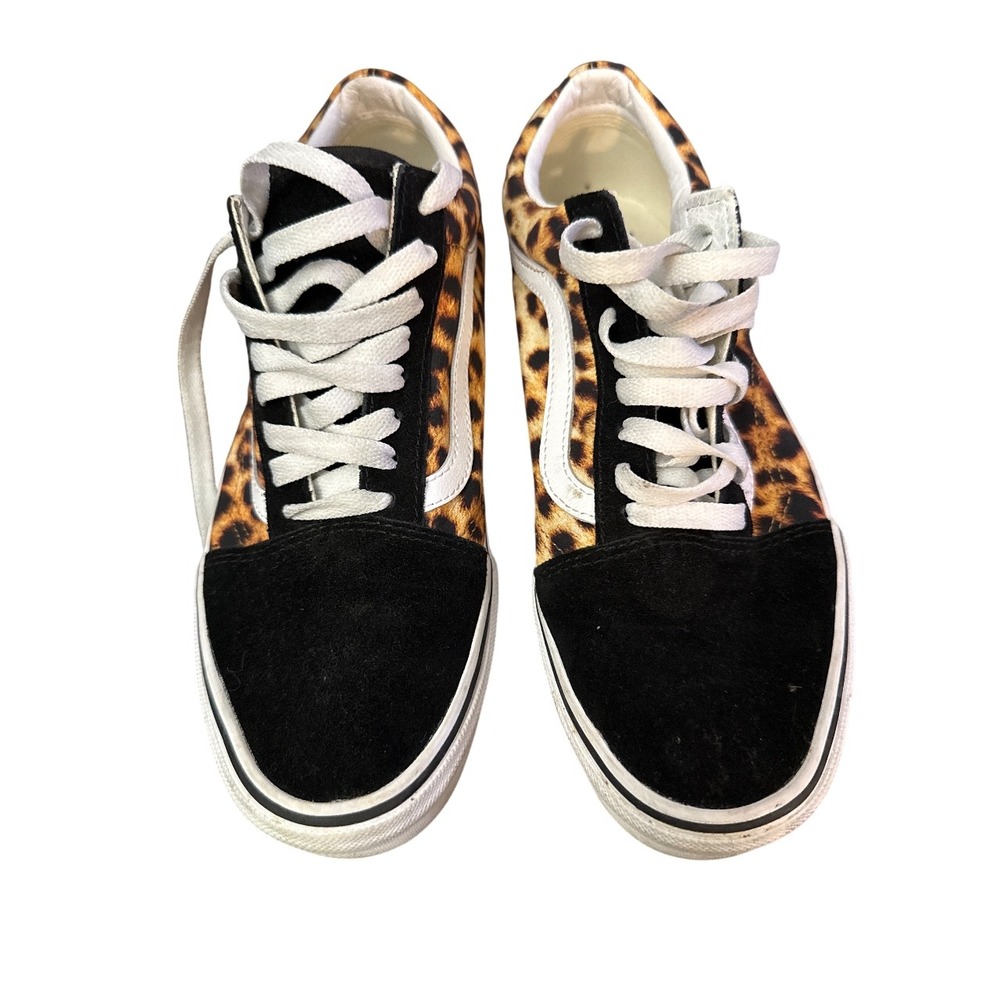 Vans‎ Old Skool Leopard Print Suede Low Top Sneakers Size 9 - Picture 2 of 4